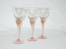 Set of 3 Mikasa Sea Mist Coral Frosted Stem Wine Glasses 8 3/8” Mint