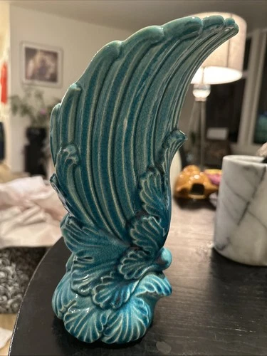 Vintage RED WING MCM #1290 POTTERY Art Bright Blue Vase/Planter