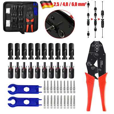 Solarstecker Crimpzange Stecker Buchse Kupplung mit Kabelverbindung MC4 2,5~6mm²