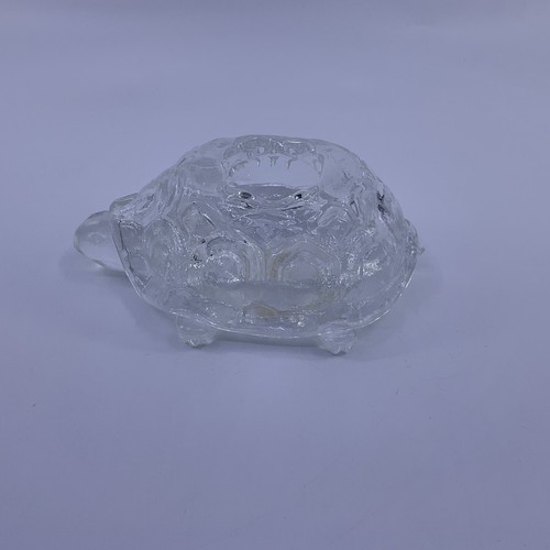 Vintage LE Smith Glas klar Schildkröte Lichterkette Licht Kerzenhalter 2 Stück Muschel