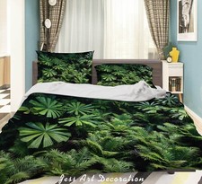 3D Plant Leaves Green Quilt Cover Set Duvet Cover Bedding Pillowcases