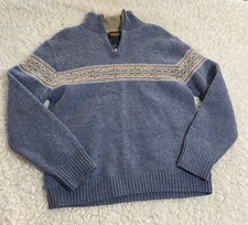 Woolrich Sweater Womens Large Lambswool Blue Fair Isle