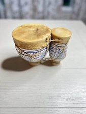 Original Moroccan Clay Bongo Drums 6” High with Animal Hide