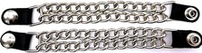 2 EXTRA LONG 7 1/2" DOUBLE CHAIN MOTORCYCLE VEST EXTENDERS SILVER SNAP USA MADE