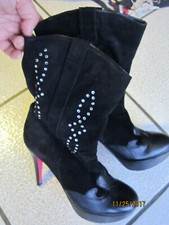 CATHY GUETTA WARNER BROS BOTTE BOOTS BOTTINES NOIRES STRASS STYL DRAG QUEEN T 40