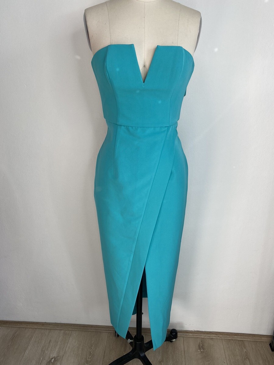 turquoise strapless cocktail dress Strapless Sparkly Bustier Maxi Dress Turquoise