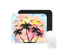 Palm Trees Paradise Mouse Pad | Tropical Beach Desk Mat Gift for Relaxation Vibe