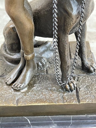 10.5" " Egyptian Queen Nefertiti,Cleopatra Enthroned Panther Bronze Statue Decor - Picture 9 of 10
