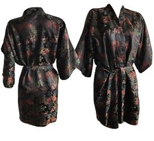 Vintage silk japanese kimono , silk unisex embroidered robe vintage , mint