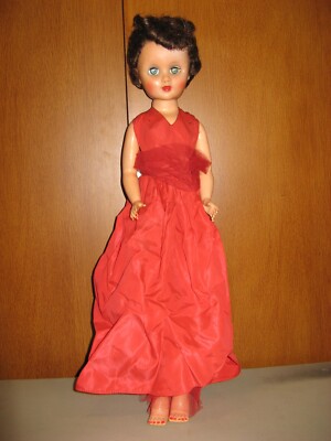 Unbranded? Vintage 1970s Glamor Type Doll, 24  Tall, Red Dress