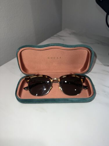 Gucci Sunglasses GG 2273/S RJQ5L Gold Tortoise Square Frames with Blue Lenses - Afbeelding 1 van 8