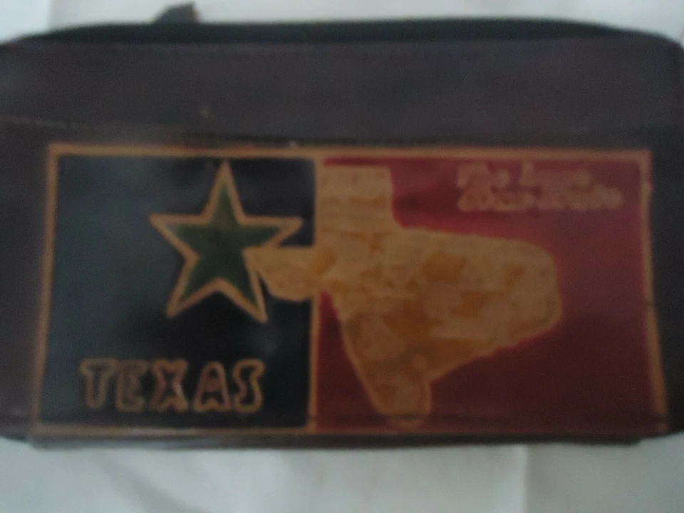 De colección. NUEVA BILLETERA TEXAS nunca usada mecanizada a mano y teñida con cremallera billetera recuerdo Foto 4 de 4