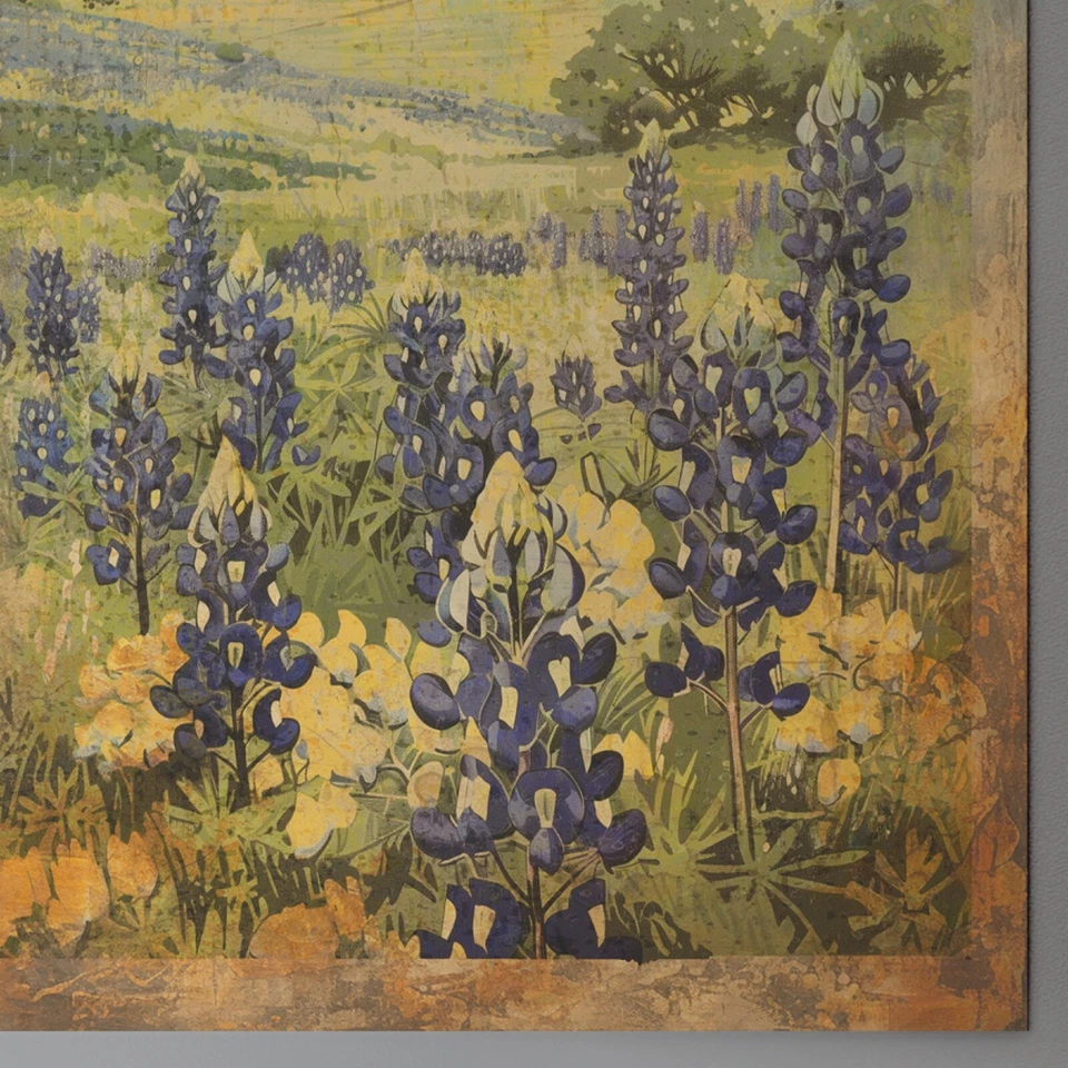 Arte de pared TEXAS BLUEBONNET, decoración botánica retro del hogar, impresión de póster de flores estatales Foto 3 de 4