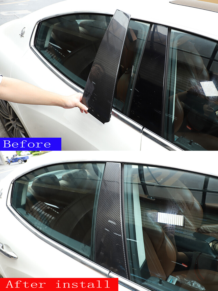 Real Carbon Fiber Window B Pillar Post Panel Cover For Maserati Ghibli 2014-2021