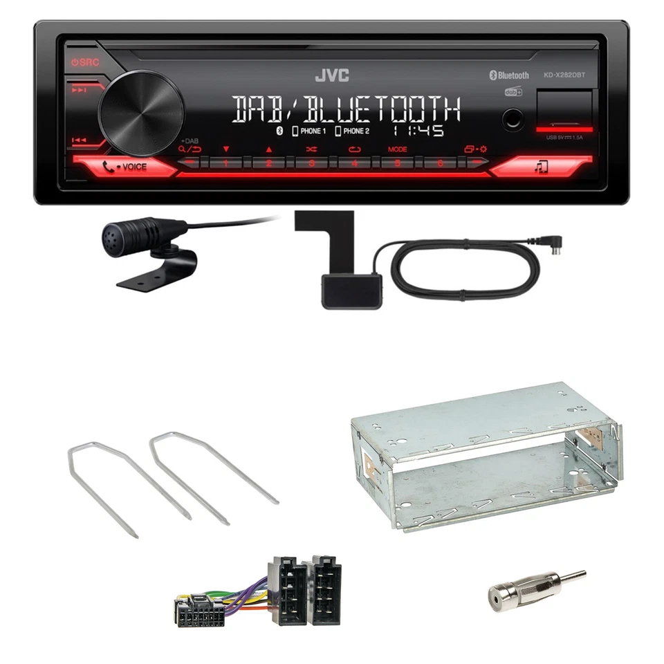 JVC KD-X282DBT Bluetooth DAB Einbauset für Dacia Logan Sandero bis 2011 - Bild 1 von 1
