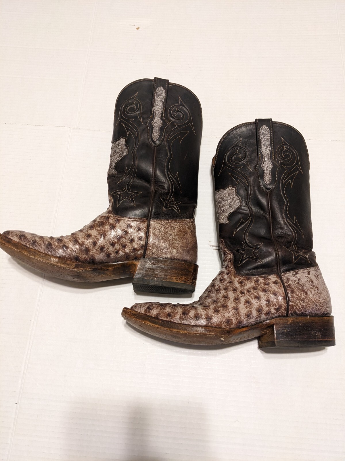 Black Jack Ostrich Full Quill Square Toe Texas State Cut Out Boots Size 9D eBay