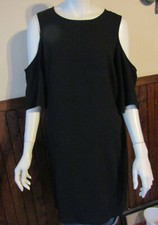 "ATTENTION" WOMANS  LARGE BLACK DRESS COLD SHOULDER SLEEVE DRESS/CASUAL/WORK NWT