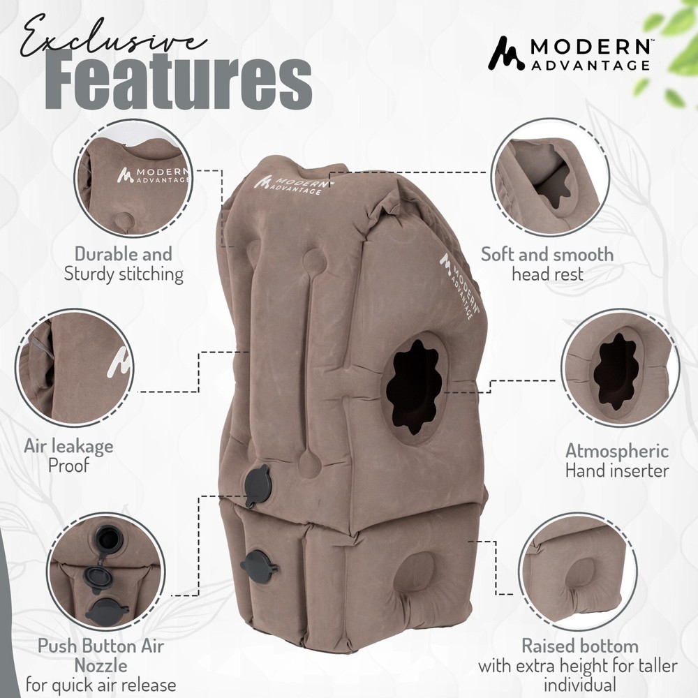 Inflatable Travel Pillow 2-Pack with Extra Support Grey Free Shipping