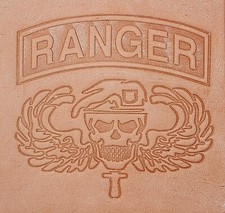 ACRYLIC Leather Embossing Stamp - ARMY RANGER SKULL - for Veg Tanned Leather