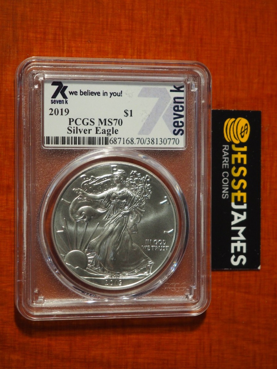 2019 $1 AMERICAN SILVER EAGLE PCGS MS70 7K METALS LABEL | eBay