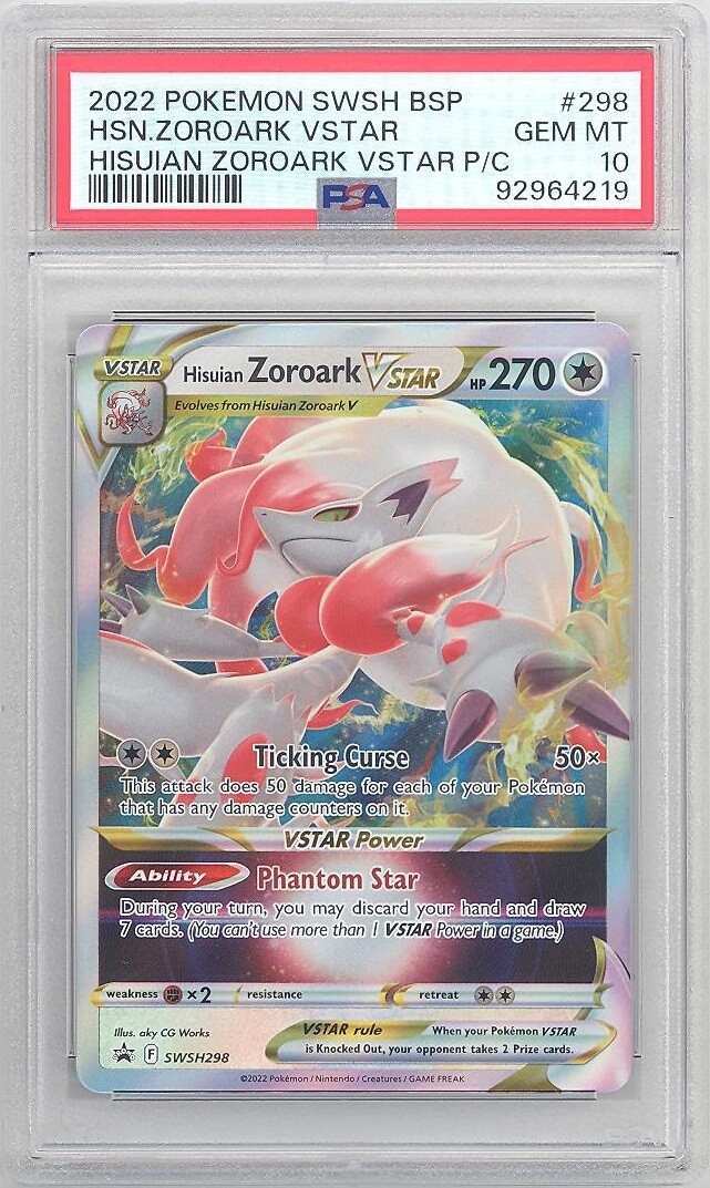 PSA 10 - Pokemon Promo #SWSH298 - HISUIAN ZOROARK VSTAR PSA 10 - Pokemon Promo #SWSH298 - HISUIAN ZOROARK VSTAR