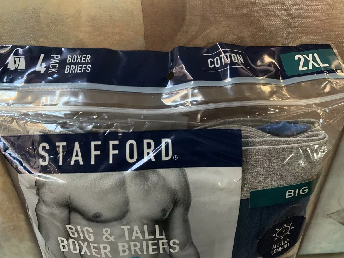 STAFFORD Briefs Size 2XL Big and Tall Blues Boxer Briefs 4 Pk 100