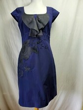 Floreat Sunless Skies Shift Dress Sz 4 Embroidered Floral Anthropologie Navy