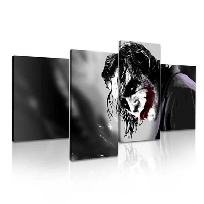 HANDMADE 'The Joker Red Lips Batman' película arte moderno lona dividida decoración de pared