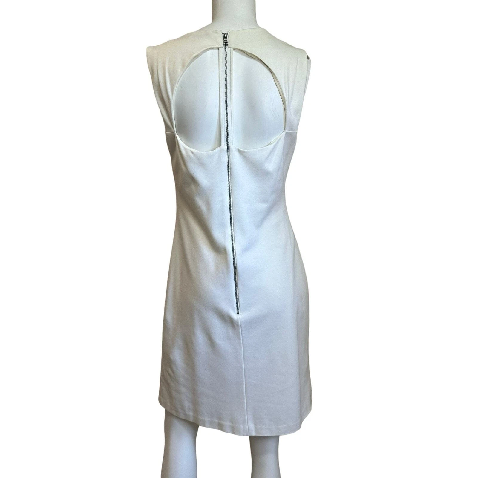 OFF WHITE Mini abito Alice + Olivia bianco schienale taglio guaina taglia 12