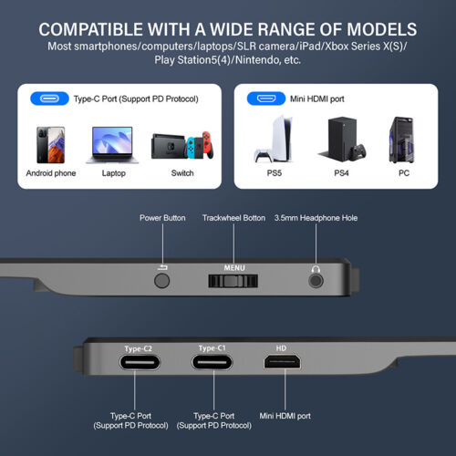 New 165Hz 60Hz Portable Monitor QHD 14" 15.6" 173" Gaming Laptop Screen Extender - Picture 44 of 64