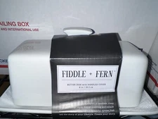 Fiddle and Fern Covered Butter Dish 8-Inch White Butter Keeper Crock New