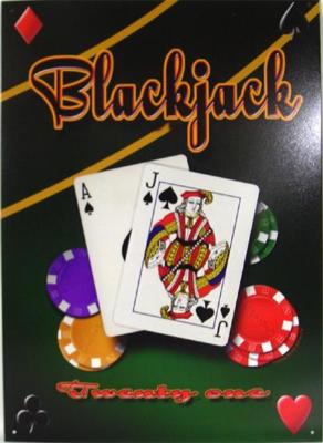 Blackjack 21 Cards Card Game Casino Gambling Metal Sign