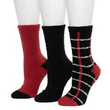 NIB Cuddl Duds Women's 3 Pack Cozy Check/Tweed Crew Socks Shoe Size 4-10