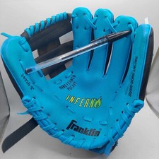 Franklin Inferno 24950-9" Youth Baseball TBall Glove Mitt Black Blue Leather RHT