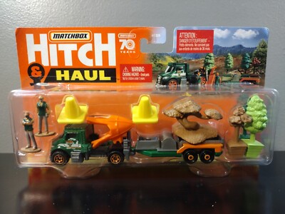 Matchbox Hitch & Haul BROWN Tree Lugger Flatbed Trailer MBX Tree Service 2/9