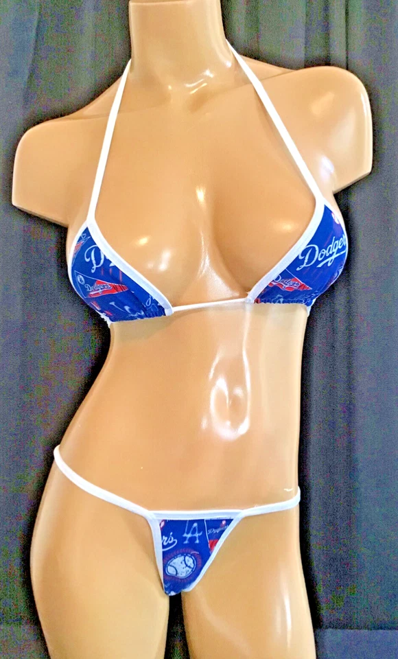 Conjunto de biquíni Los Angeles Dodgers MLB tamanho D tanga grande - Imagem 2 de 4