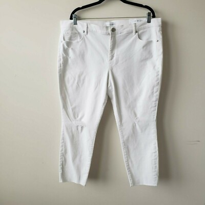 Loft women's white modern skinny crop jeans size 18p