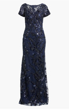 785 La Femme Dress Beaded Formal Gown Navy Blue Sz 4