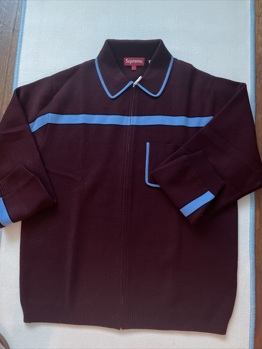 Supreme Chest Stripe Zip Up Cardigan Burgundy | eBay Supreme Chest Stripe Zip Up Cardigan Burgundy | eBay
