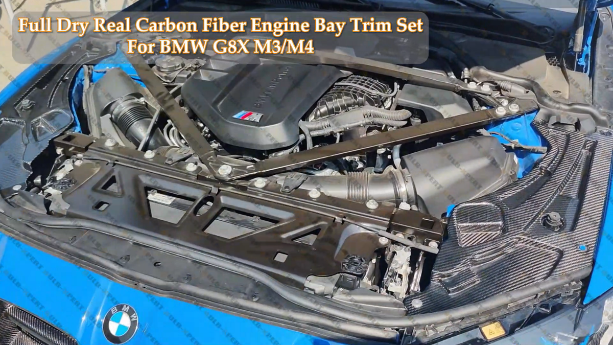 For 21-26 BMW G80 G82 M3 M4 Dry Carbon Fiber 2pc Engine Bay Trim