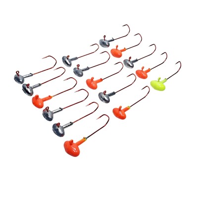 Jighaken Football 7,5 Gramm Hakengröße 2/0 Set 16 Stück Jig Jigkopf Bleikopf VMC