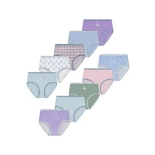 Wonder Nation Brief Underwear Girls 10 Multicolor Cotton Elastic Waist 10-Pack