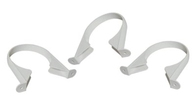 3 Boden- & Entlüftungsrohrschellen Stützwinkel 110 mm WEISS