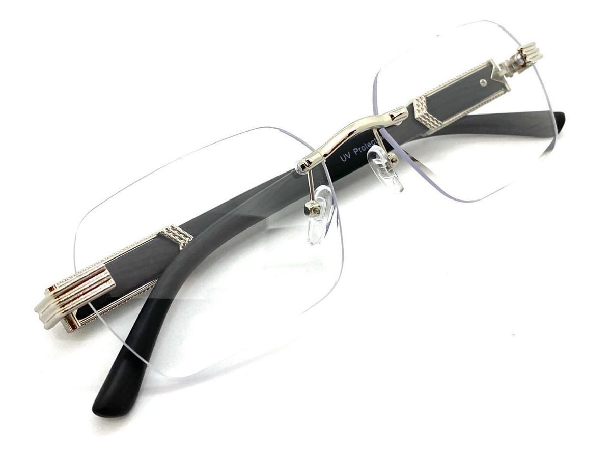 『EYE 770 CLEAR』 Men's Gold Clear Lens Sophisticated Square Rimless Rectangle