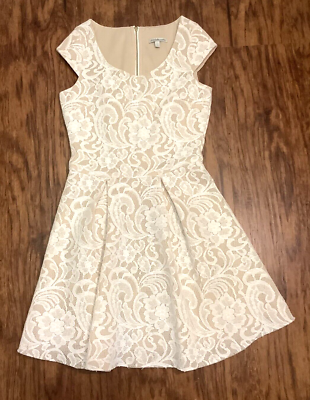 Charlotte Russe Womens Lace Beige Midi Dress Zipper Lined Sequins Size XS |  eBay
