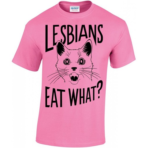 Lesbians Eat What? T-shirt S - 5XL, Funny Surprised Cat Shocked Feline Oral Sex - Picture 13 of 15