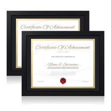 Chrspk 8.5x11 Diploma Frame with Real Glass - 10x13 matted 8.5x11 2PK , Black