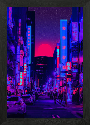 Cyber Tokyo Framed Wall Art Poster Canvas Print Picture