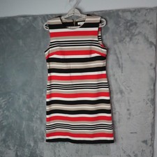 Calvin Klein Dress Womens 8 Multi Color Stripe Sleeveless Sheath Exposed Zip