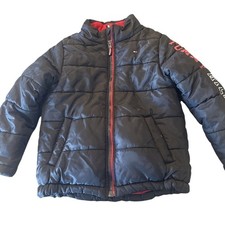 Tommy Hilfiger Puffer Jacket Coat Boys Size 5 Black Red NO HOOD
